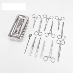 Medical Training Stainless Steel 13 Pieces Surgical Instruments Kit Basic Minor Surgery Dressing Box