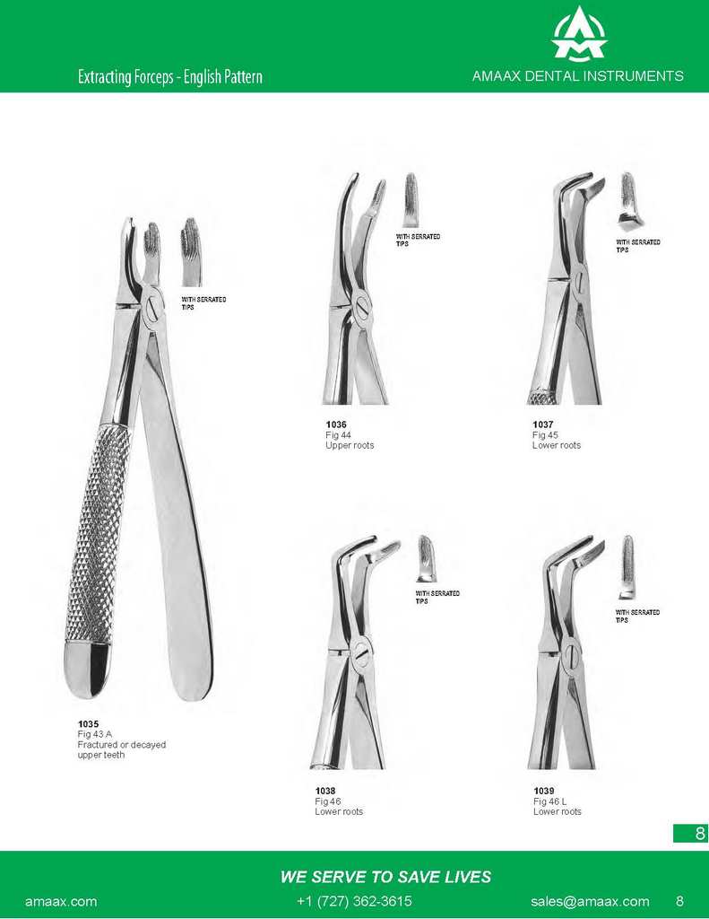 D008 Dental Extracting Forceps English Pattern upper roots lower roots fractured or dacayed upper teeth