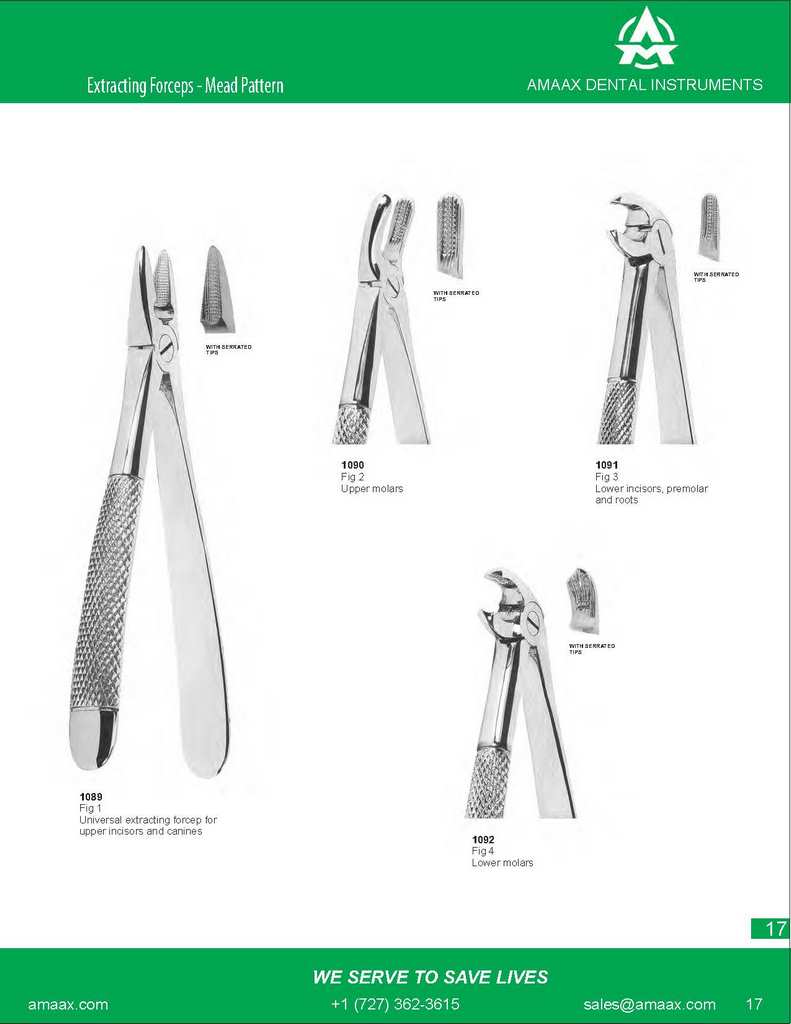 D017 Dental Extracting Forceps Mead Pattern upper molars lower incisors premolar and roots universal