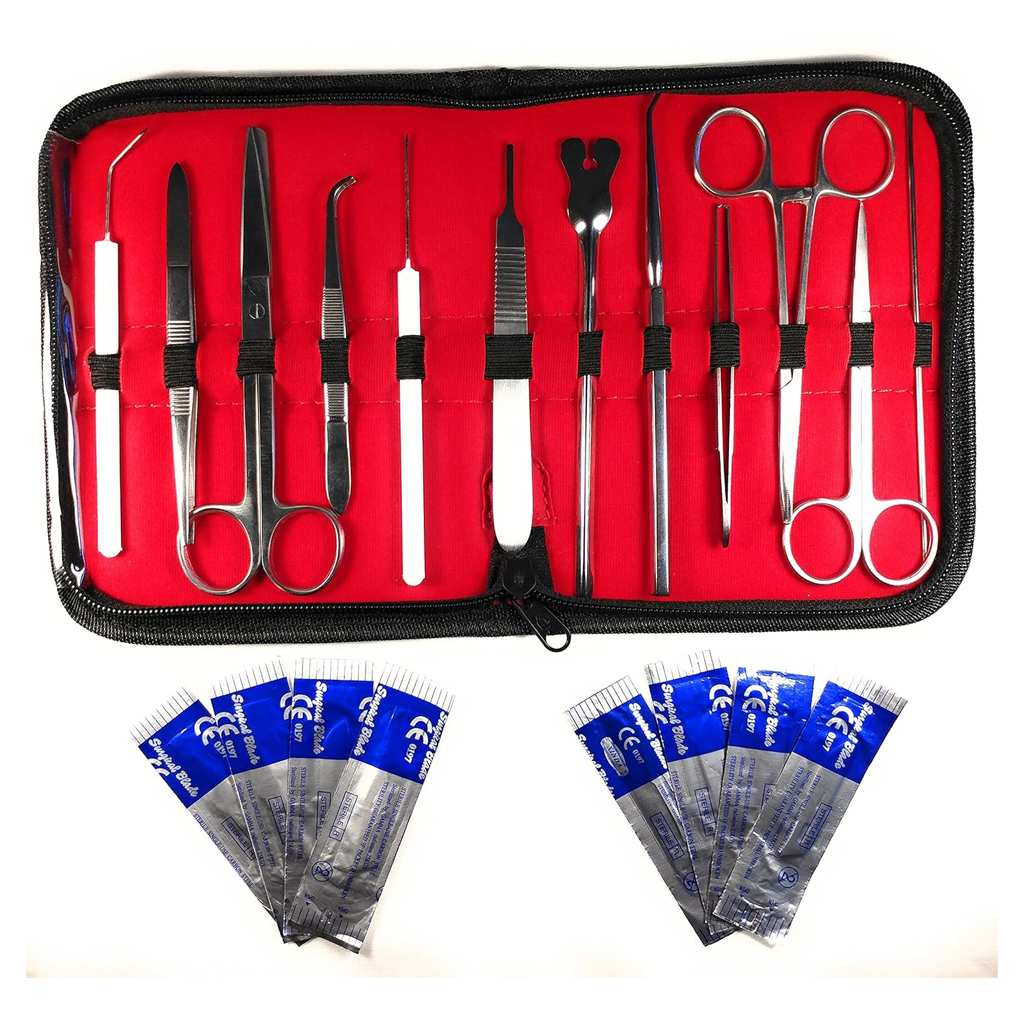 dissector set in plastic pouch