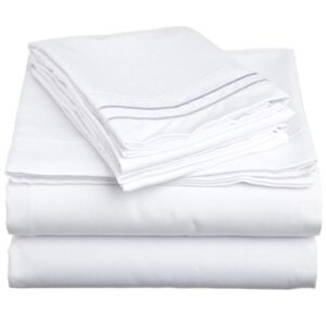 100% Cotton Solid Plain White Bed Sheets 60 Count Woven for Home Hotels Hospitals