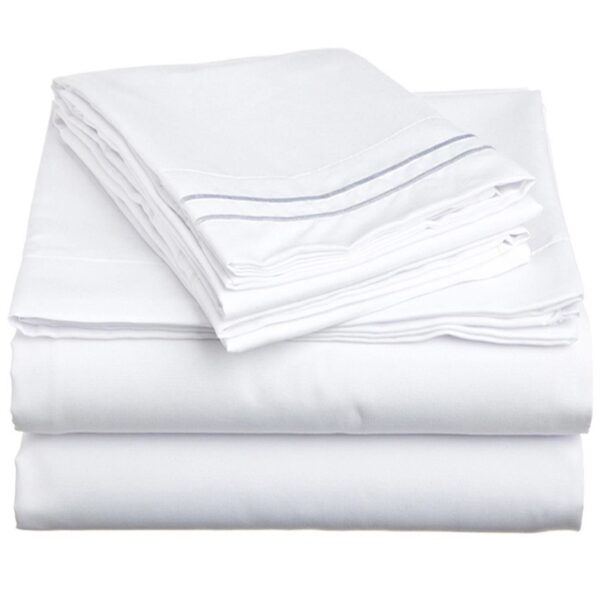 100% Cotton Solid Plain White Bed Sheets 60 Count Woven for Home Hotels Hospitals