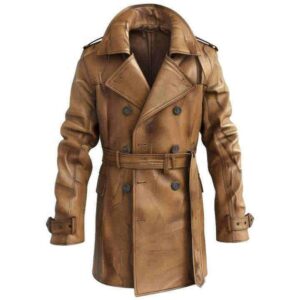 2025 Top Selling Men's Slim Leather Long Coat Customized Design Winter Trench Outerwear Best Product for Style and Comfort