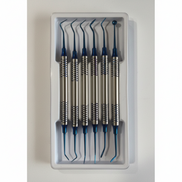 Dental Light Composite Filling Instrument 6pcs Set with Precise Blue Tips Stainless Steel Light Weight