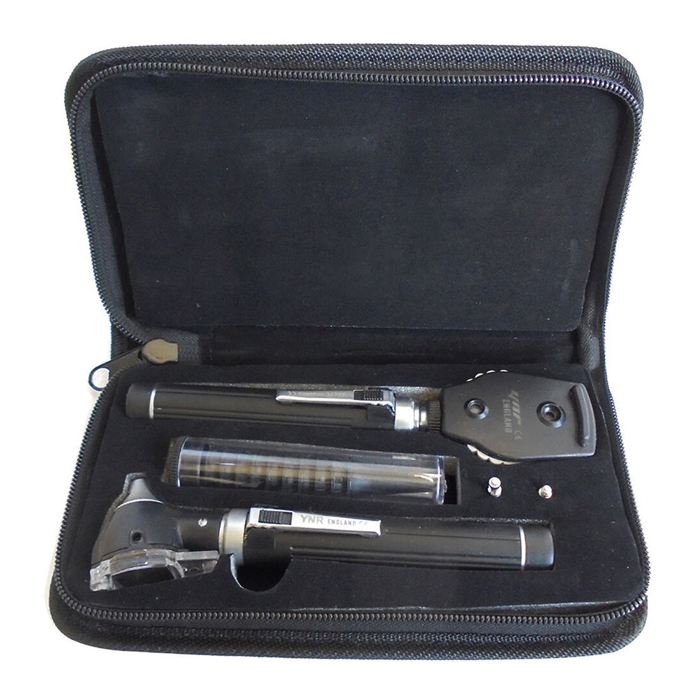Electric Otoscope Ophthalmoscope Diagnostic Set Stainless Steel Dual Handle ENT Examination Kit Ear Eye Nose Medical