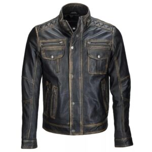 Mens Genuine Leather Biker Jacket in Black Brown Brown Distressed Lambskin Motorbike Leather Jacket for Men