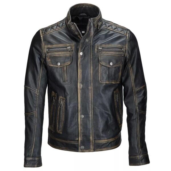 Mens Genuine Leather Biker Jacket in Black Brown Brown Distressed Lambskin Motorbike Leather Jacket for Men