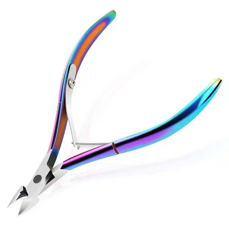 Professional Cuticle Nipper Stainless Steel Cuticle Clippers Extremely Sharp Nail Tools with Rainbow Color
