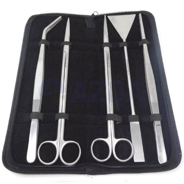 Stainless Steel Aquascaping Tool Set Aquarium Plant Scissors Tweezers Spatula Kit with Zipper Case
