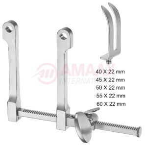 Caspar retractor 15 cm complete set with 2 prong 5 sharp blades.jpg