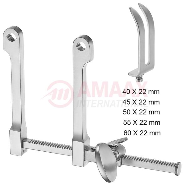 Caspar retractor 15 cm complete set with 2 prong 5 sharp blades.jpg