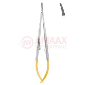 Castroviejo jacobson micro needle holder tc With catch curved micro profile.jpg