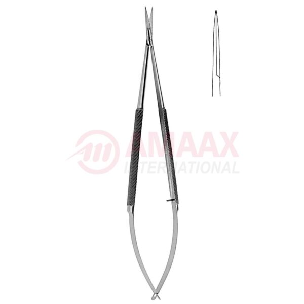 Delicate spring type micro scissors round 10mm blade length straight.jpg