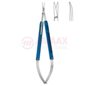 Lightweight well balanced micro scissors spring type round cutting blades blunt curved.jpg