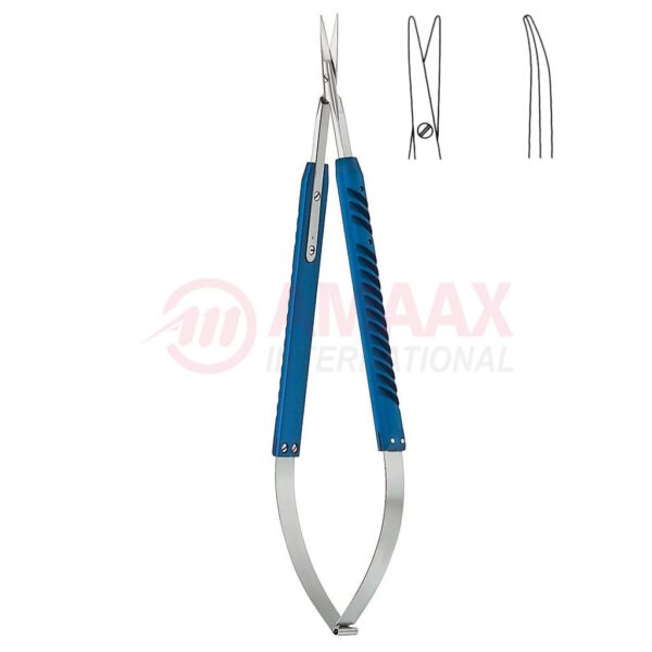 Lightweight well balanced micro scissors spring type round cutting blades blunt curved.jpg