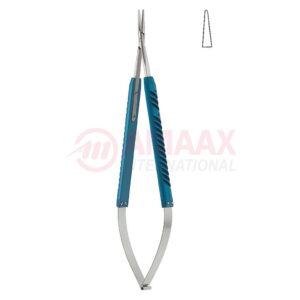 Micro needle holder light weight with blue colored anodized straight.jpg