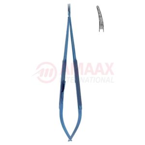 Micro needle holder titanium with catch curved dimond coated jaw.jpg