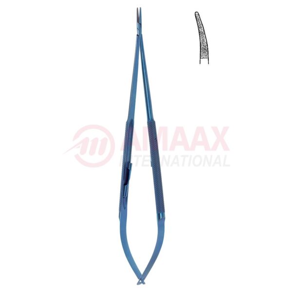 Micro needle holder titanium with catch curved dimond coated jaw.jpg