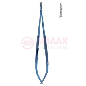 Micro needle holder titanium with catch straight dimond coated jaw.jpg