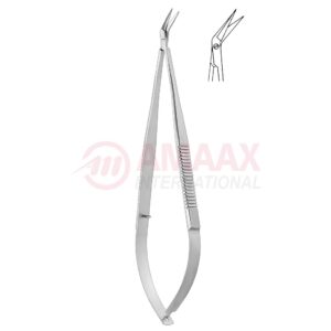 Toledo spring type vascular micro scissors sharp flat 45.jpg