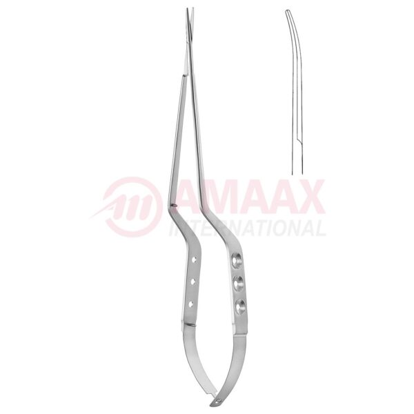 Yasargil micro scissors bayonet 3 hole type handle long blade curved.jpg