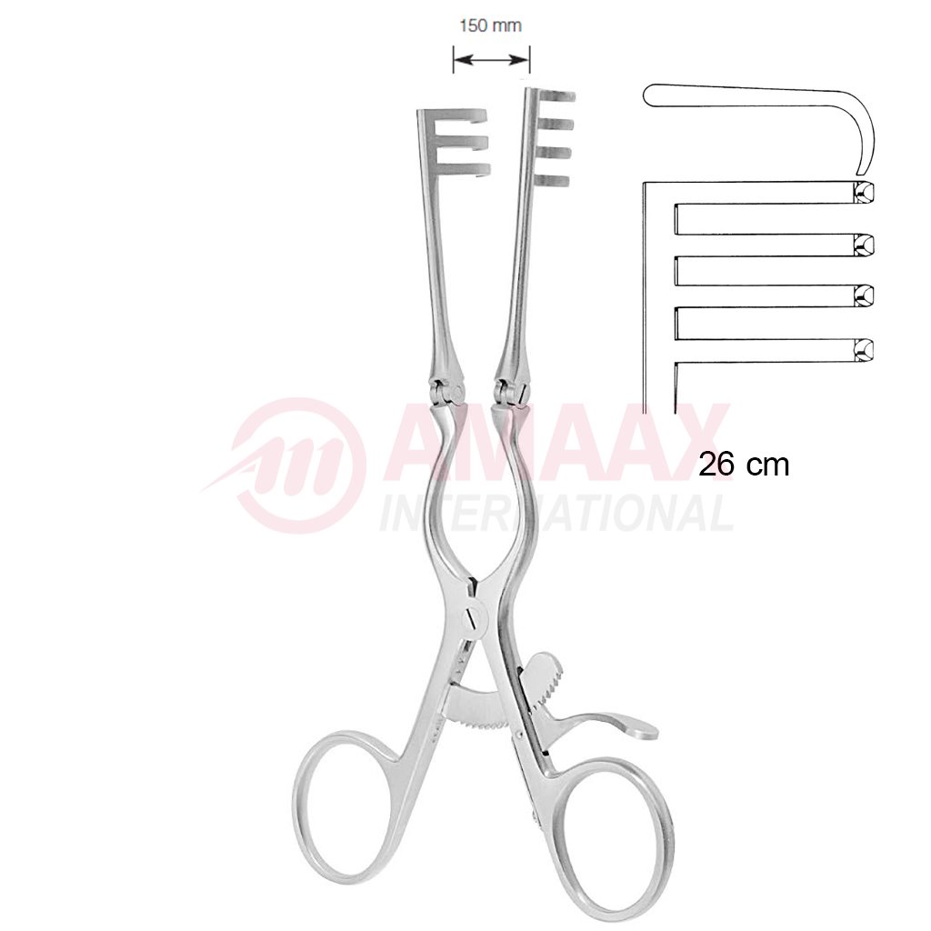Adson Self Retaining Retractor 26cm Blunt 3 X 4 Prong 1 Adson-retractor-26-cm-blunt-3-x-4