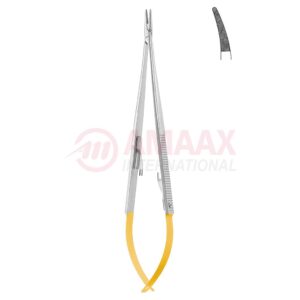 Castroviejo-jacobson-micro-needle-holder-Tc-with-catch-curved-dimond-coated-jaw