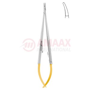 Castroviejo jacobson micro needle holder tc With catch curved smooth jaw