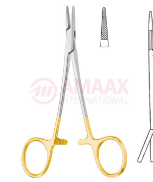 Halsey needle holder tc 13 cm mini profile jaw left handed