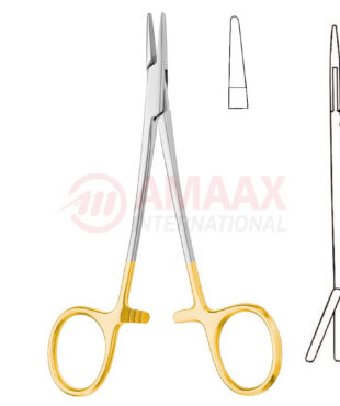 Halsey needle holder tc 13 cm smooth jaw left handed