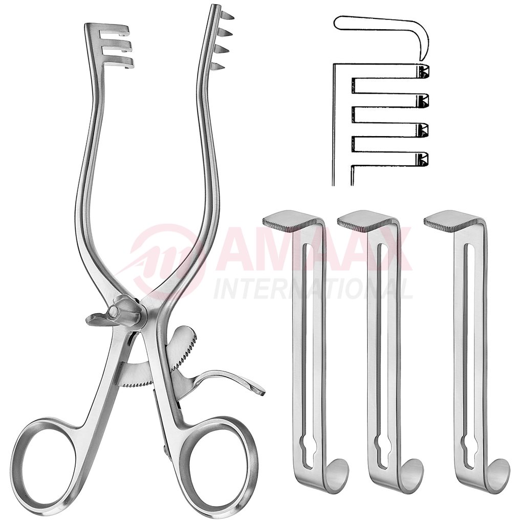 Henley Self Retaining Retractor Complete, Sharp With 3 Center Blades 1 Henly-retractor-complete-sharp-with-3-center-blades