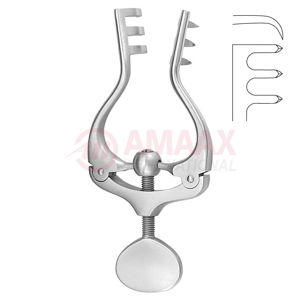 Jansen Self Retaining Retractor Sharp 10cm 3x3 Prong 1 Jansen-retractor-sharp-10-cm-3x3-prong