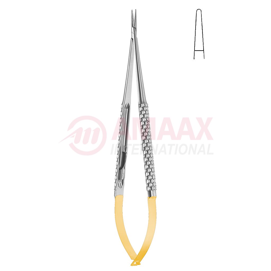 Toledo-micro-needle-holder-tc-with-catch-straight-smooth-jaw