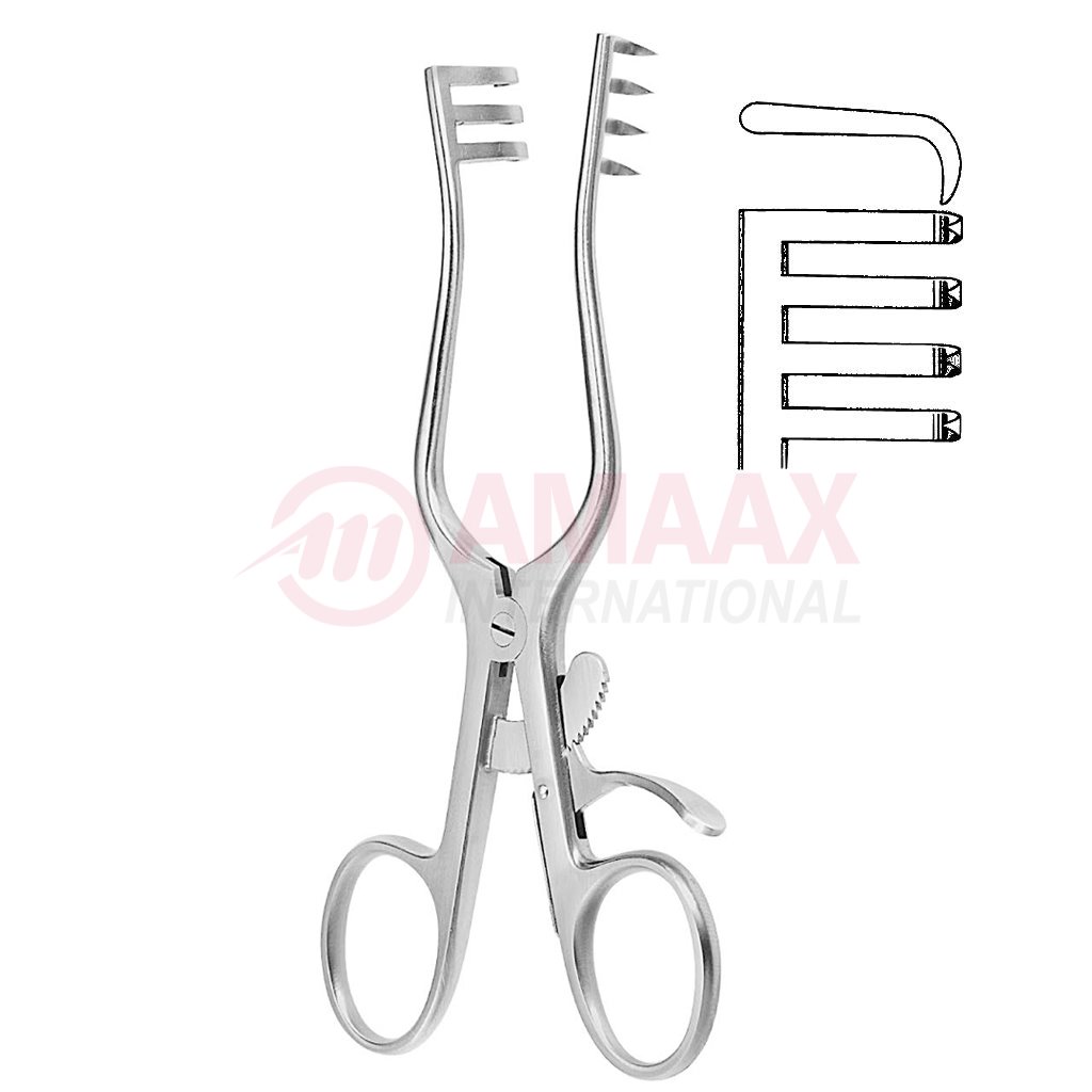 Weitlaner Self Retaining Retractor 14cm Blunt 3 X 4 Prong 1 Weitlaner-retractor-blunt-14-cm-3-x-4