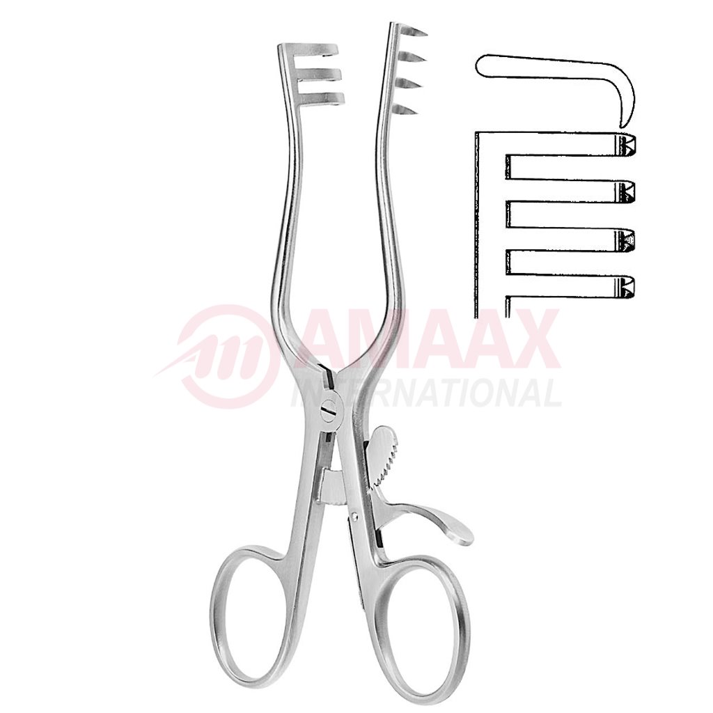 Weitlaner Self Retaining Retractor 16.5cm Blunt 3 X 4 Prong 1 Weitlaner-retractor-blunt-16.5-cm-3-x-4