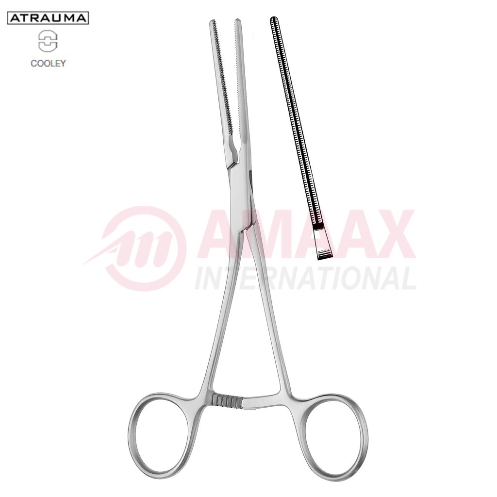 COOLEY ATRAUMATIC Patent-Ductus Clamp Angled 170 mm 6 3/4" Toothing COOLEY Jaw Length: 52 mm For Pediatrics 1 cooley-forceps-atraumatic-17cm-13.411.17