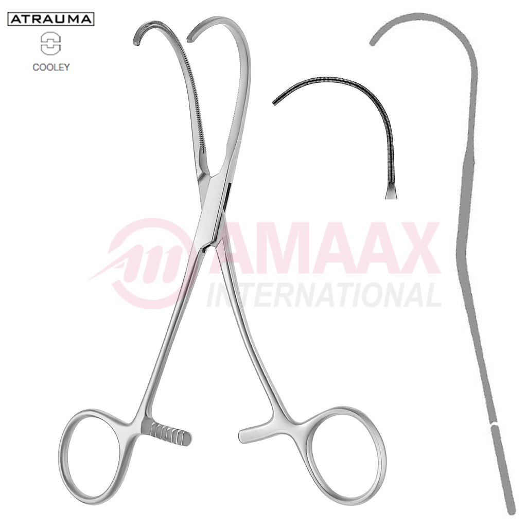 COOLEY ATRAUMATIC Vascular Clamp Strongly Curved 170 mm 6 3/4" Toothing COOLEY Jaw Length: 82 mm Width: 44 mm For Pediatrics 1 cooley-forceps-atraumatic-17cm-13.427.16