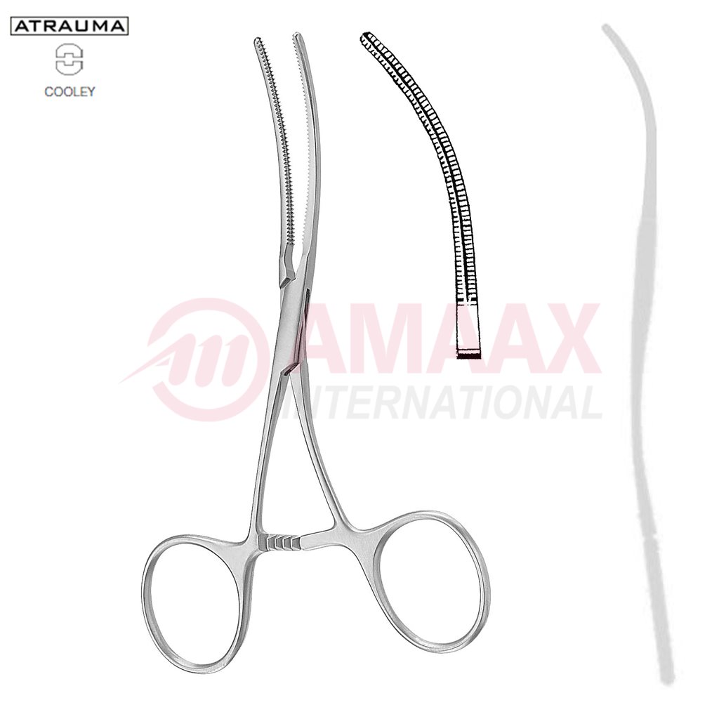 COOLEY ATRAUMATIC Bulldog Clamp Curved S-SHAPED 125 mm 5" Toothing COOLEY Jaw Length: 50 mm 1 cooley-ring-bulldog-clamp-s-shaped-13-cm-13.355.13