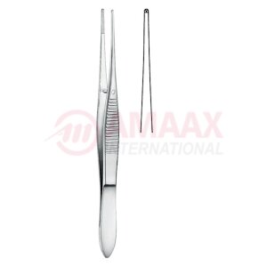 forceps delicate straight 1x2 teeth 10cm