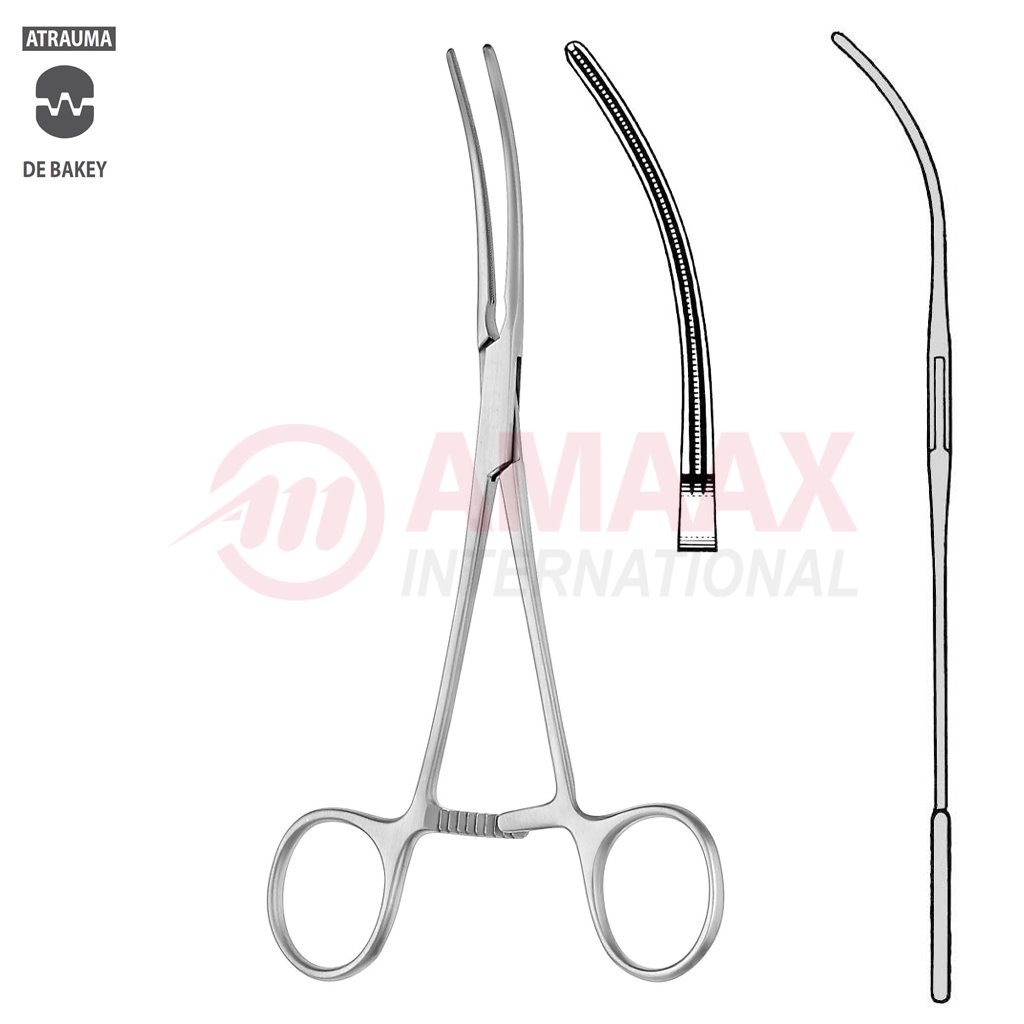 DeBakey ATRAUMATIC Vascular Clamp Curved 165 mm 6 1/2" Toothing DeBakey Jaw Length: 50 mm 1 glover-forceps-atraumatic-17cm-13.321.17
