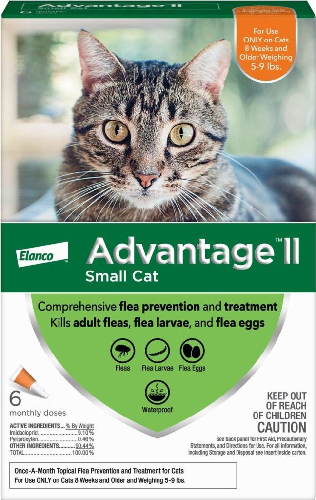 Advantage II Flea Treatment for Small Cats 5-9 lbs – 6 Monthly Doses Flea Control & Protection for Cats
