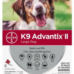 Advantix II Flea & Tick Prevention for Large Dogs 21–55 lbs – 6 Monthly Treatment Doses
