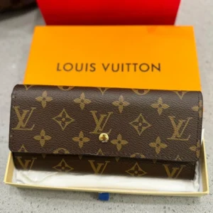 Authentic Louis Vuitton Monogram Portefeuille Sarah Long Wallet – Classic Brown Canvas Designer Wallet F#46691
