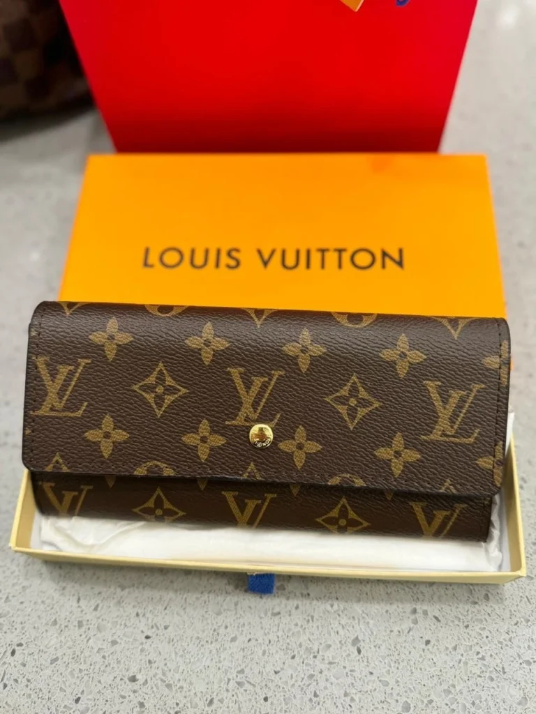 Authentic Louis Vuitton Monogram Portefeuille Sarah Long Wallet – Classic Brown Canvas Designer Wallet F#46691