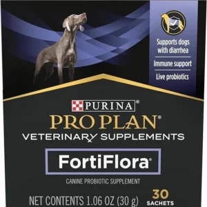 Purina Pro Plan Veterinary Supplements FortiFlora Dog Probiotic 30 Ct – Digestive Health & Immune Support Supplement