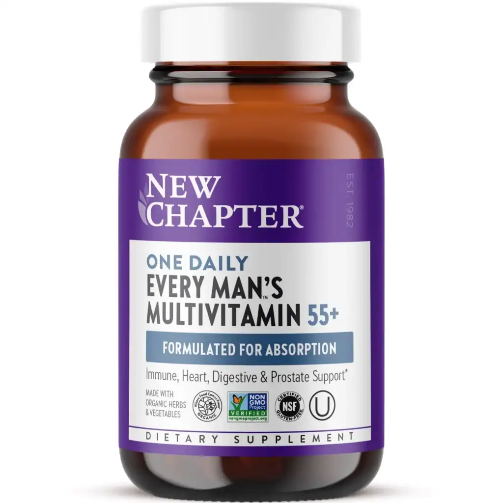 New Chapter Every Man's One Daily 55+ Multivitamin Tablets 48 Count | Men's 55+ Daily Multivitamin for Immune, Heart, Brain & Prostate Support
