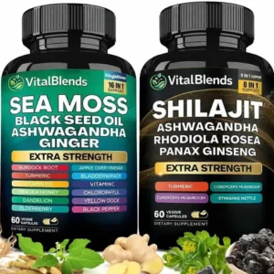 Sea Moss & Shilajit Capsules Bundle | 60 Sea Moss Capsules + 60 Shilajit Capsules | Daily Mineral & Wellness Supplement