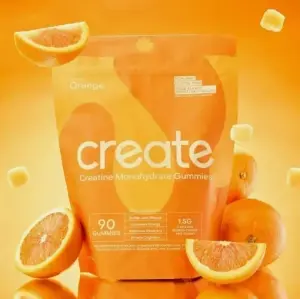 Creatine Monohydrate Gummies for Men & Women | Orange Flavor | 90 Gummies | Muscle Strength, Performance & Recovery Supplement