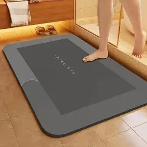 Diatomaceous Earth Bath Mat | Super Absorbent Fast Drying Non-Slip Bathroom Floor Mat | Soft Stone Bath Rug