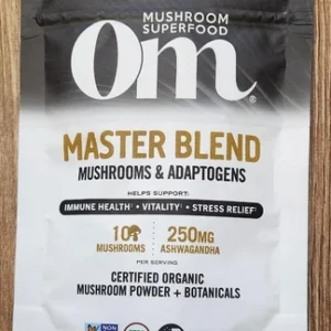 Om Mushroom Superfood Master Blend Powder 180g (6.34 oz) | Certified Organic Functional Mushroom Blend | Adaptogenic Superfood Supplement